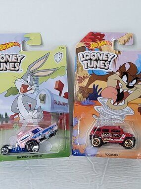 Hot Wheels Looney Tunes Rockster Taz Bugs Bunny HW Poppa Wheelie Lot Of 2 NEW